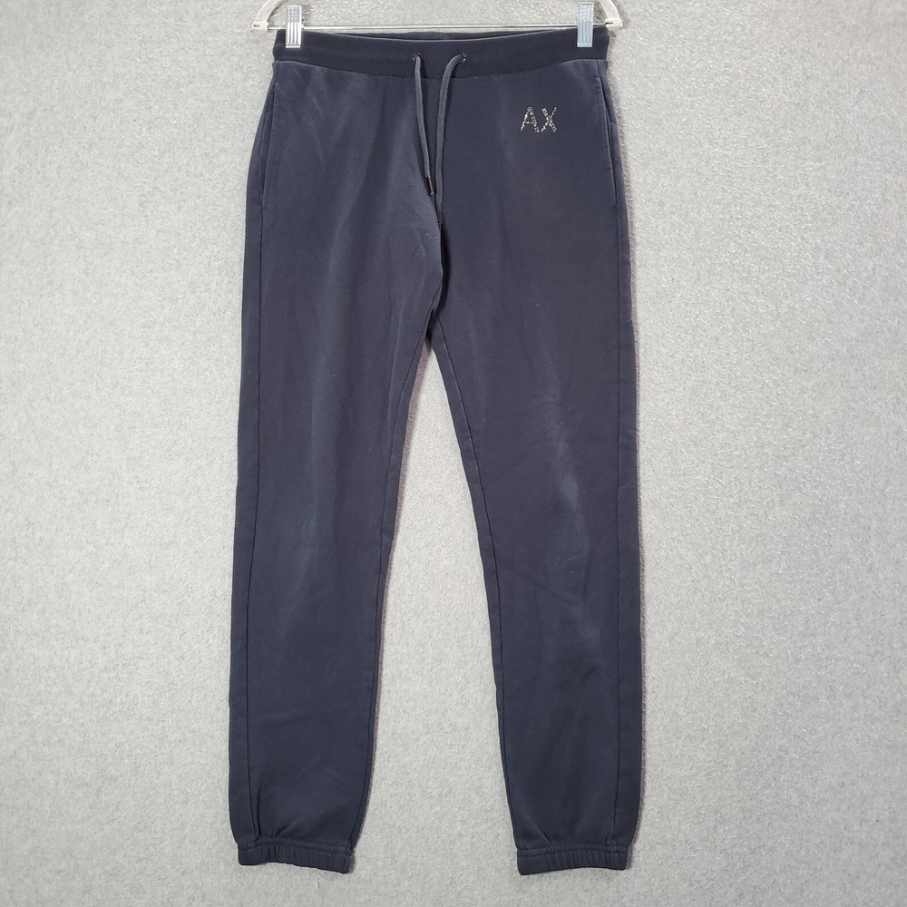 Armani Exchange Women Activewear Pants Small Blue Jogger Logo French Terry